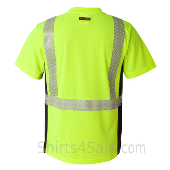 neon green high performance reflective tape t shirt back view